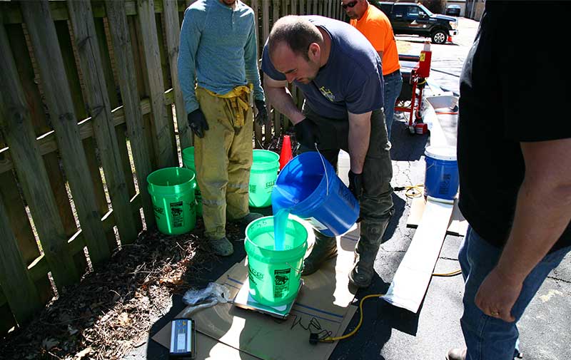 mixing epoxy for sewer repair